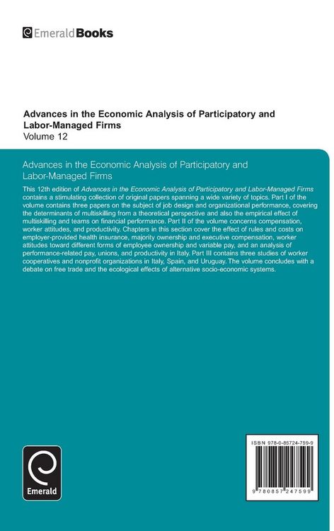 Produktbild: Advances in the Economic Analysis of Participatory and Labor-Managed Firms