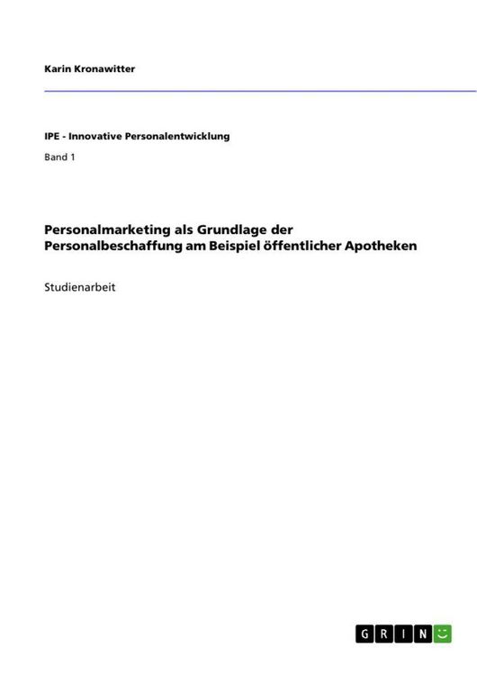 Produktbild: Personalmarketing als Grundlage der Personalbeschaffung am Beispiel &ouml;ffentlicher Apotheken