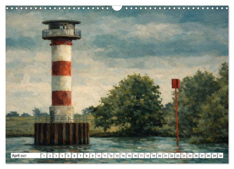 Produktbild: Leuchtt&uuml;rme an der Elbe - von Hamburg bis zur Elbm&uuml;ndung (Wandkalender 2027 DIN A3 quer), CALVENDO Monatskalender