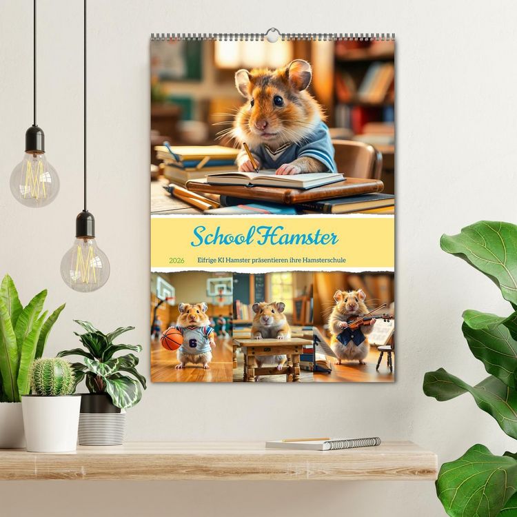 Produktbild: School Hamster - Eifrige KI Hamster pr&auml;sentieren ihre Hamsterschule (Wandkalender 2026 DIN A2 hoch), CALVENDO Monatskalender