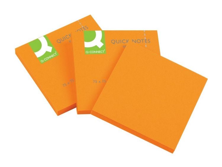 Produktbild: Q-CONNECT&reg; Haftnotizen Quick Notes neon, neonorange 6 St&uuml;ck