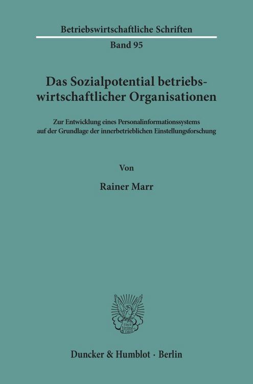 Produktbild: Das Sozialpotential betriebswirtschaftlicher Organisationen.