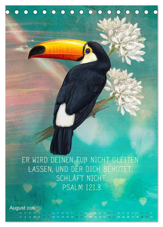 Produktbild: Bibelworte f&uuml;r Vogelfreunde (Tischkalender 2026 DIN A5 hoch), CALVENDO Monatskalender