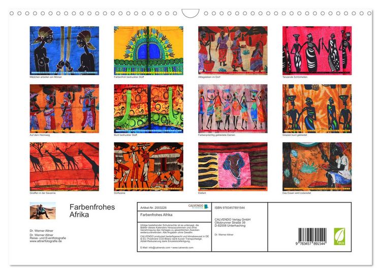 Produktbild: Farbenfrohes Afrika (Wandkalender 2026 DIN A3 quer), CALVENDO Monatskalender
