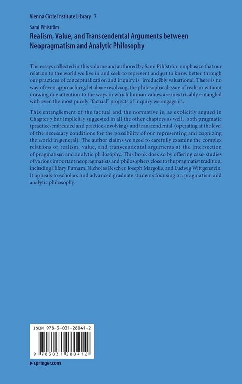 Produktbild: Realism, Value, and Transcendental Arguments between Neopragmatism and Analytic Philosophy