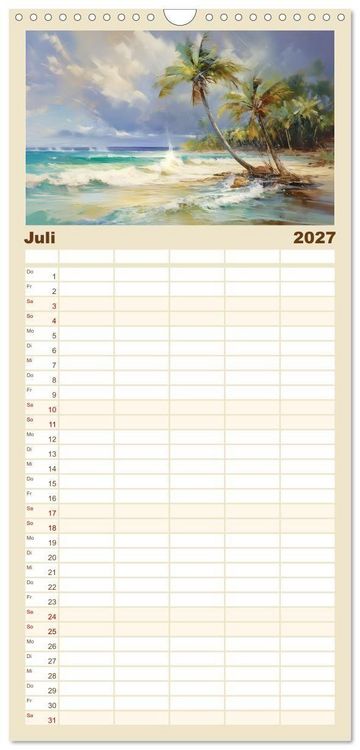 Produktbild: Familienplaner 2027 - Karibisches Flair mit 5 Spalten (Wandkalender, 21 x 45 cm) CALVENDO