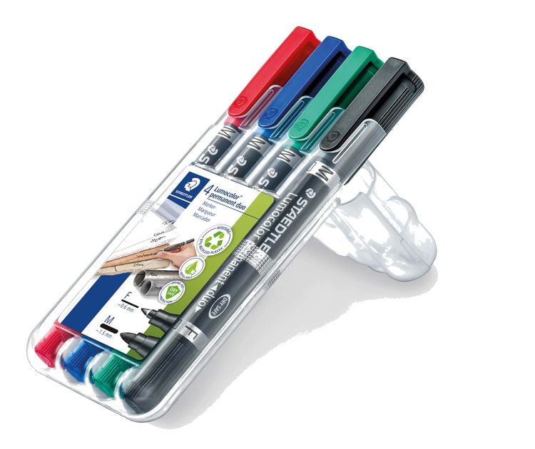 Produktbild: STAEDTLER Zweispitz-Marker Lumocolor 348 permanent, Rundspitze, 4er Set