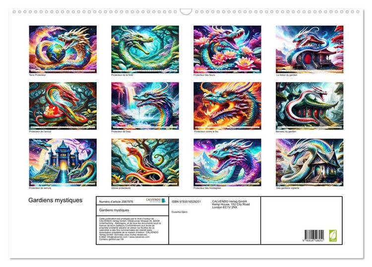 Produktbild: Gardiens mystiques (Calendrier mural 2026 DIN A2 vertical), CALVENDO calendrier mensuel