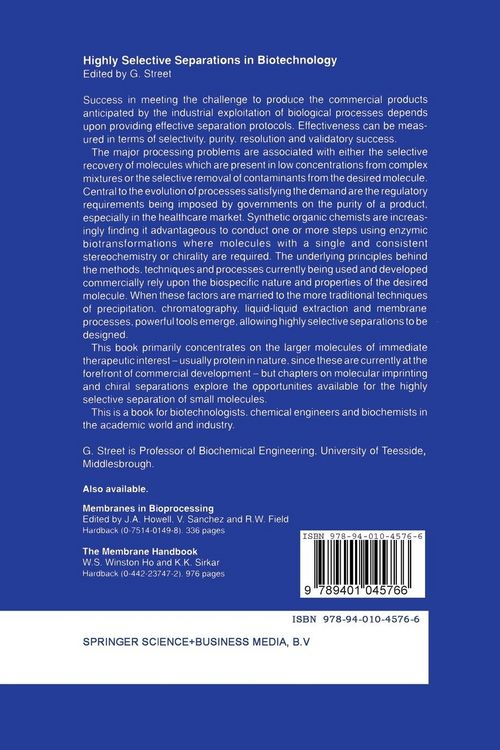 Produktbild: Highly Selective Separations in Biotechnology