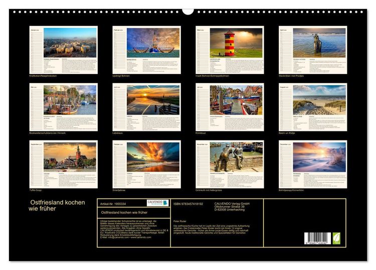 Produktbild: Ostfriesland kochen wie fr&uuml;her (Wandkalender 2026 DIN A2 quer), CALVENDO Monatskalender