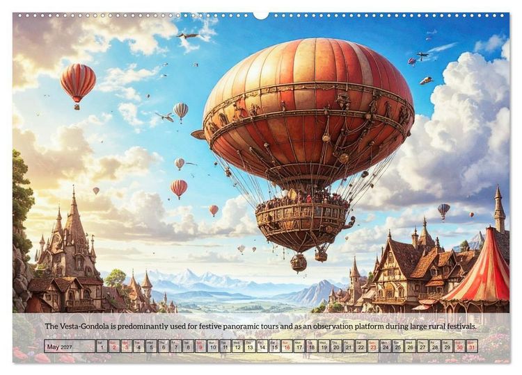 Produktbild: Chronicles of the crimson sky - A Steampunk Journey (High Quality Premium Wall Calendar 2027 DIN A2 landscape),CALVENDO 12 Month Wall Calendar