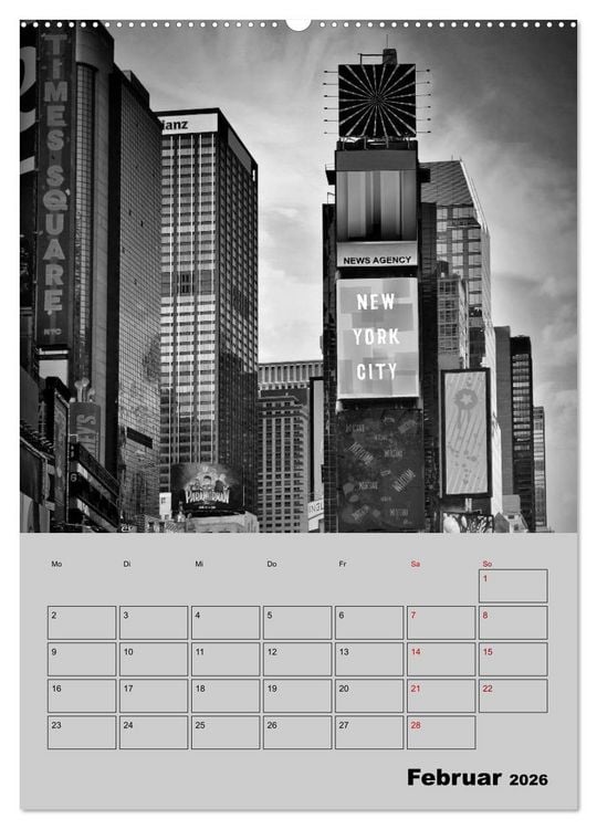 Produktbild: NEW YORK CITY Monochrome Stadtansichten (Wandkalender 2026 DIN A2 hoch), CALVENDO Monatskalender