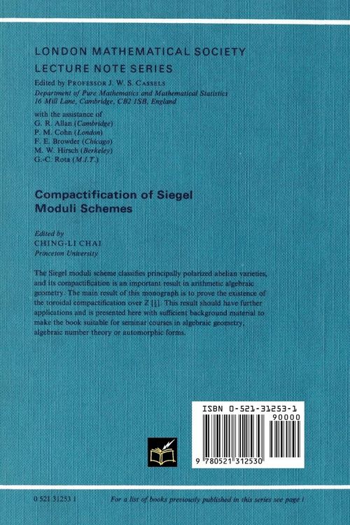 Produktbild: Compactification of Siegel Moduli Schemes