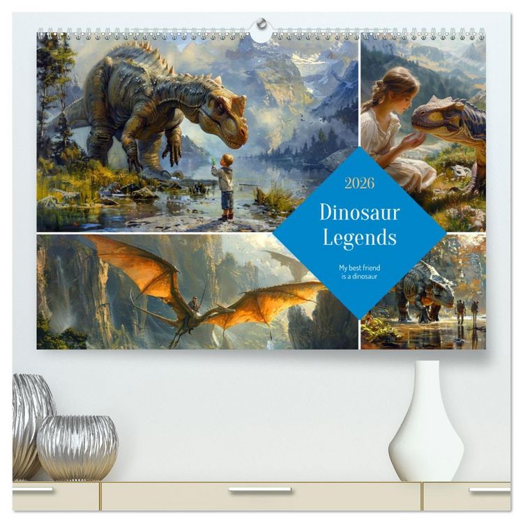 Produktbild: Dinosaur Legends (High Quality Premium Wall Calendar 2026 DIN A2 landscape),CALVENDO 12 Month Wall Calendar