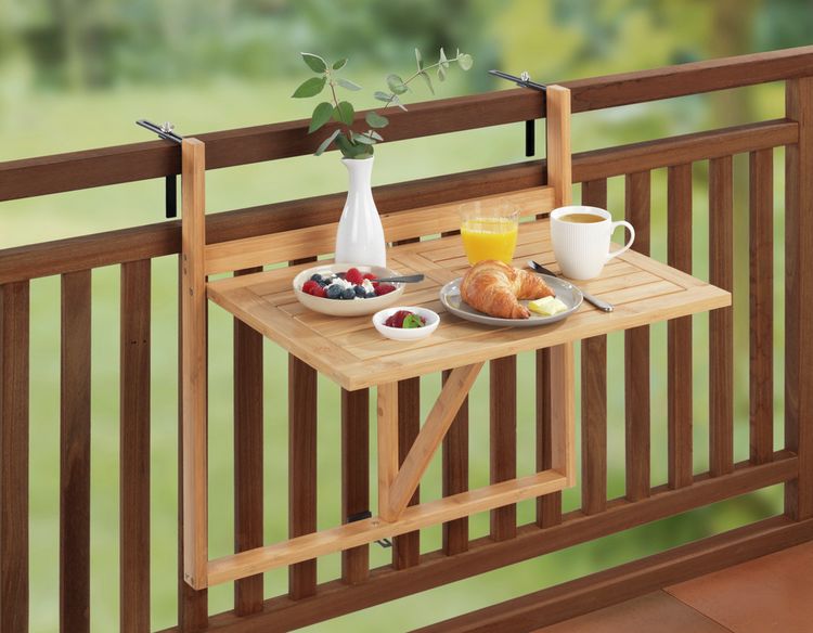 Produktbild: Bambus Balkon-Klapptisch Mod. Waikiki, zum Einh&auml;ngen an Balkongel&auml;nder