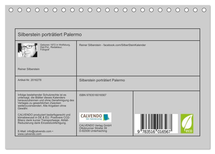 Produktbild: Silberstein portr&auml;tiert Palermo (Tischkalender 2026 DIN A5 quer), CALVENDO Monatskalender