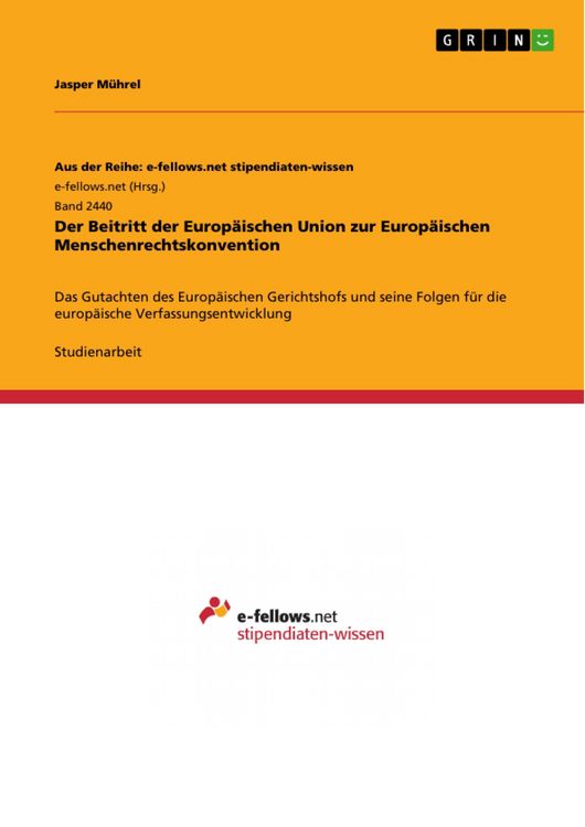 Produktbild: Der Beitritt der Europ&auml;ischen Union zur Europ&auml;ischen Menschenrechtskonvention