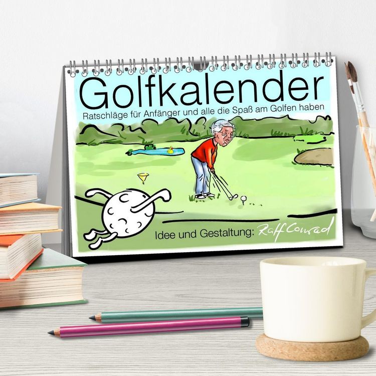 Produktbild: Golfkalender f&uuml;r Anf&auml;nger und alle die Spa&szlig; am Golfen haben (Tischkalender 2026 DIN A5 quer), CALVENDO Monatskalender