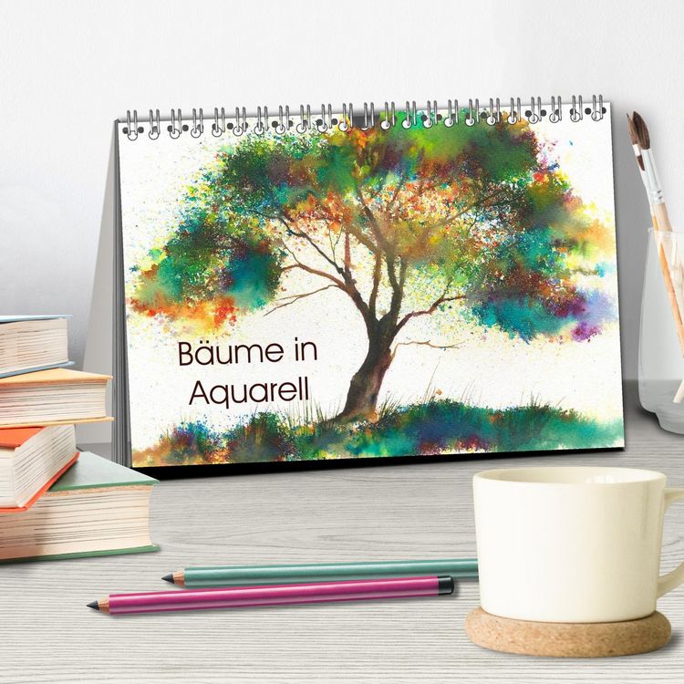 Produktbild: B&auml;ume in Aquarell (Tischkalender 2026 DIN A5 quer), CALVENDO Monatskalender