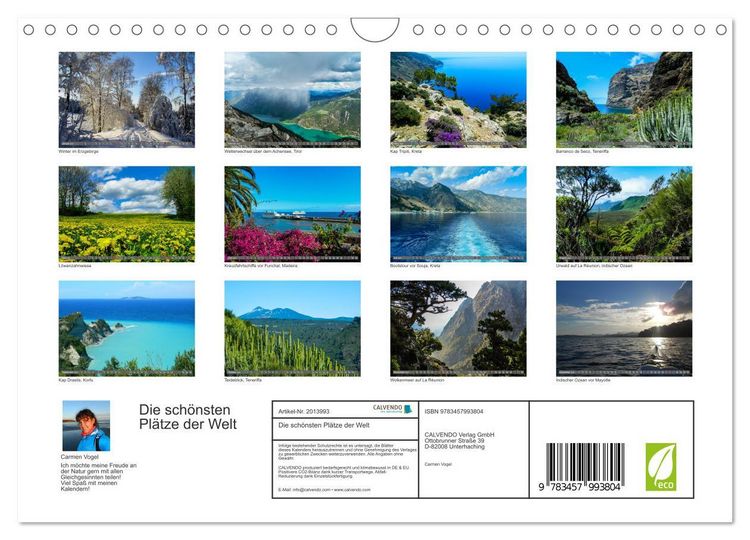 Produktbild: Die sch&ouml;nsten Pl&auml;tze der Welt (Wandkalender 2026 DIN A4 quer), CALVENDO Monatskalender