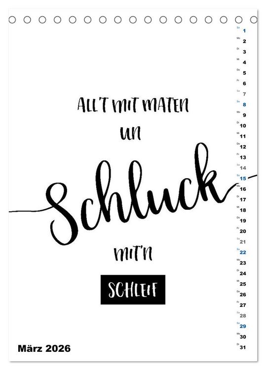 Produktbild: PLATT Typische Spr&uuml;che (Tischkalender 2026 DIN A5 hoch), CALVENDO Monatskalender
