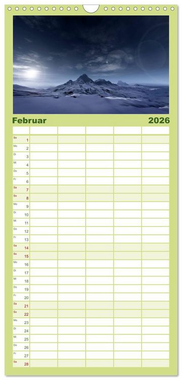 Produktbild: Familienplaner 2026 - Bezaubernde Landschaften mit 5 Spalten (Wandkalender, 21 x 45 cm) CALVENDO