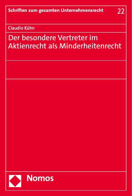 Produktbild: Der besondere Vertreter im Aktienrecht als Minderheitenrecht
