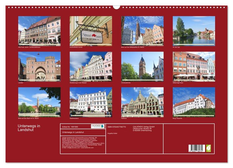 Produktbild: Unterwegs in Landshut (Wandkalender 2026 DIN A2 quer), CALVENDO Monatskalender
