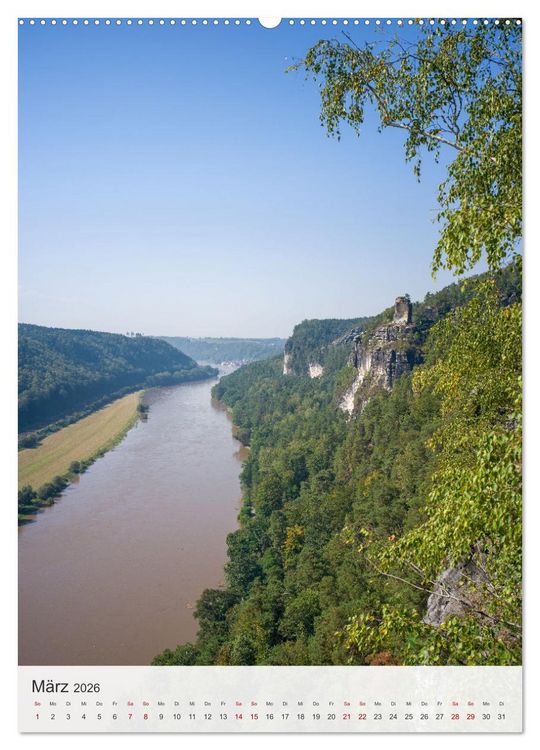 Produktbild: Bastei und Lilienstein - Unterwegs an zwei m&auml;rchenhaften Orten in der S&auml;chsischen Schweiz (hochwertiger Premium Wandkalender 2026 DIN A2 hoch), Kunstdruck in Hochglanz