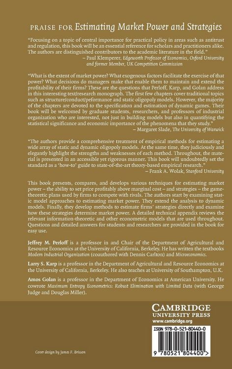 Produktbild: Estimating Market Power and Strategies