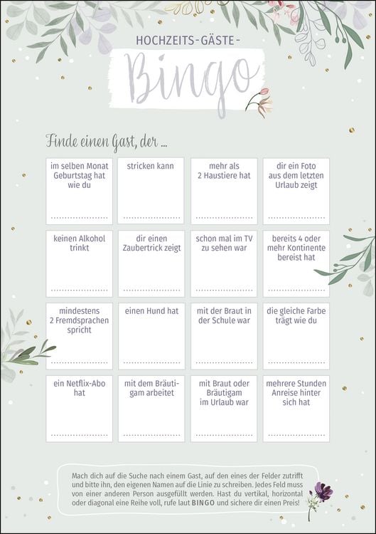 Produktbild: Hochzeits-G&auml;ste-Bingo