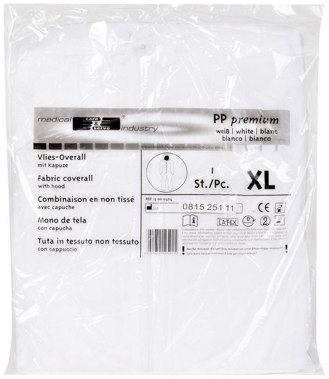 Produktbild: S&ouml;hngen 1005076 Einmal-Schutzoverall XL Kleider-Gr&ouml;&szlig;e: XL Wei&szlig;