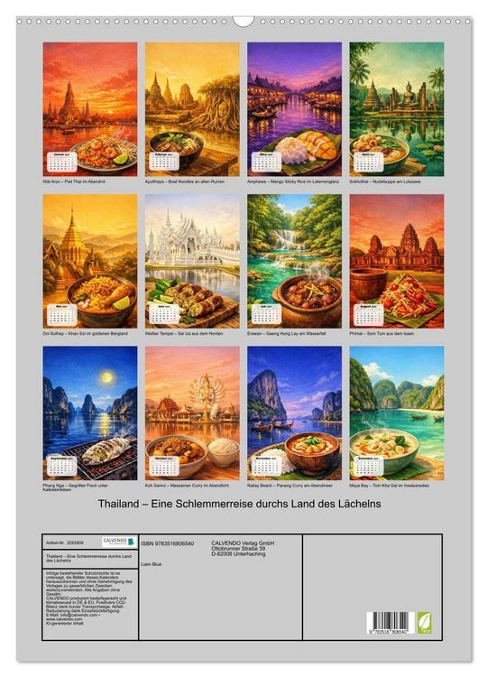 Produktbild: Thailand &ndash; Eine Schlemmerreise durchs Land des L&auml;chelns (Wandkalender 2027 DIN A2 hoch), CALVENDO Monatskalender