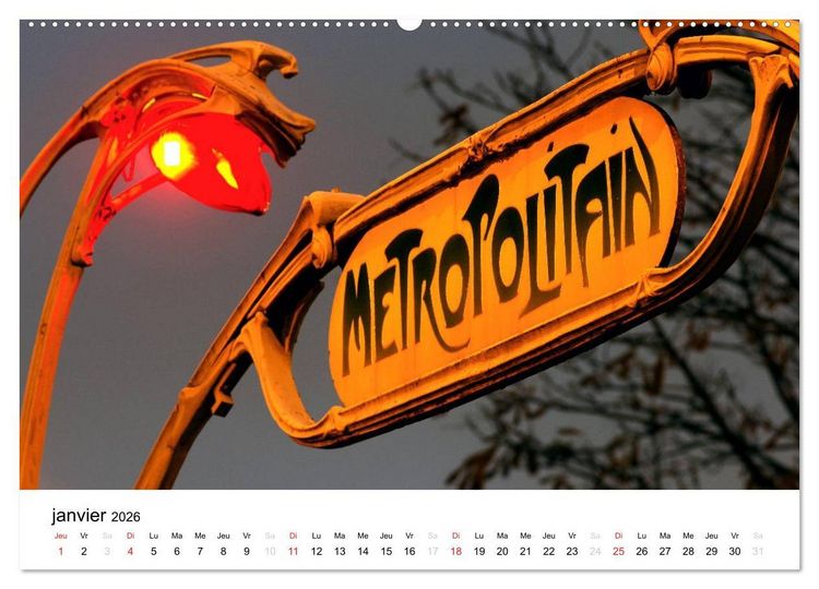 Produktbild: Paris M&eacute;tropolitain (Calendrier mural 2026 DIN A2 vertical) calendrier de bureau