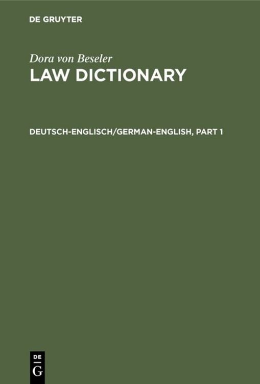Produktbild: Dora von Beseler: Law Dictionary / Deutsch-Englisch/German-English