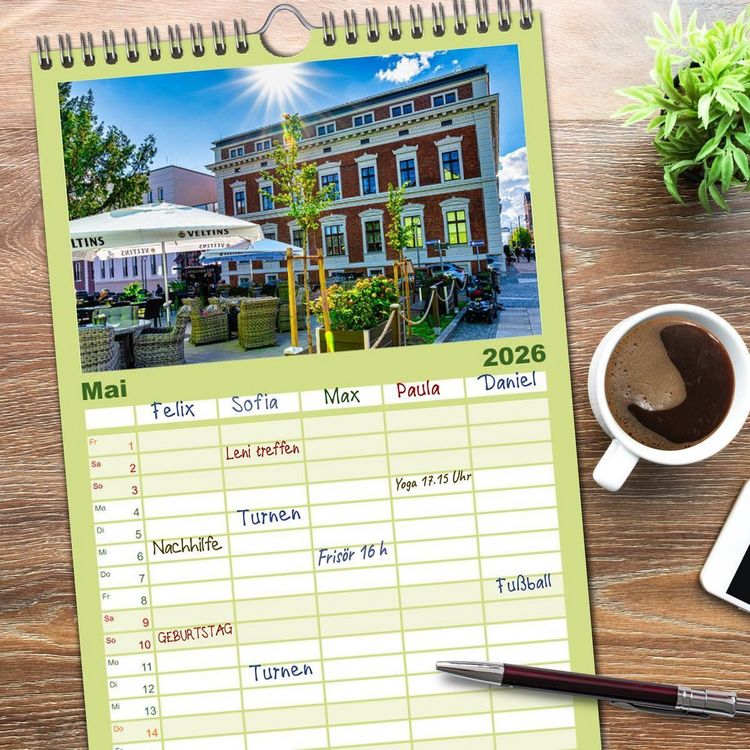 Produktbild: Familienplaner 2026 - Anklam und Umgebung mit 5 Spalten (Wandkalender, 21 x 45 cm) CALVENDO
