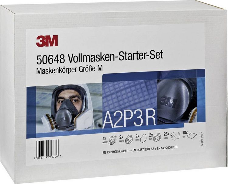 Produktbild: 3M 50648 Atemschutz Vollmasken-Set A2P3 R Gr&ouml;&szlig;e: M EN 136, EN 143, EN 14387 DIN 136, DIN 143, DIN 14387