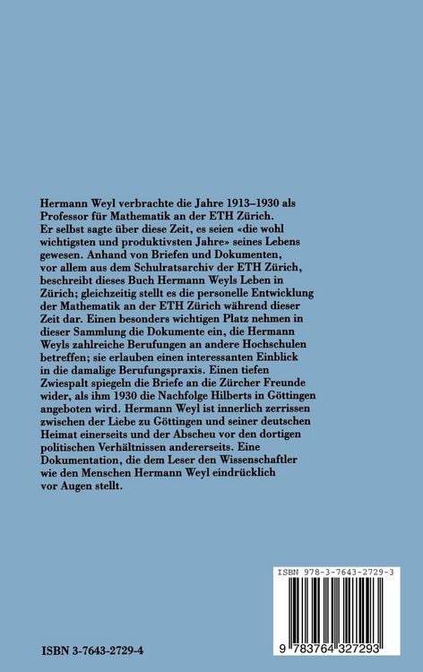 Produktbild: Hermann Weyl und die Mathematik an der ETH Z&uuml;rich, 1913&ndash;1930