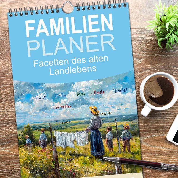 Produktbild: Familienplaner 2026 - Facetten des alten Landlebens mit 5 Spalten (Wandkalender, 21 x 45 cm) CALVENDO