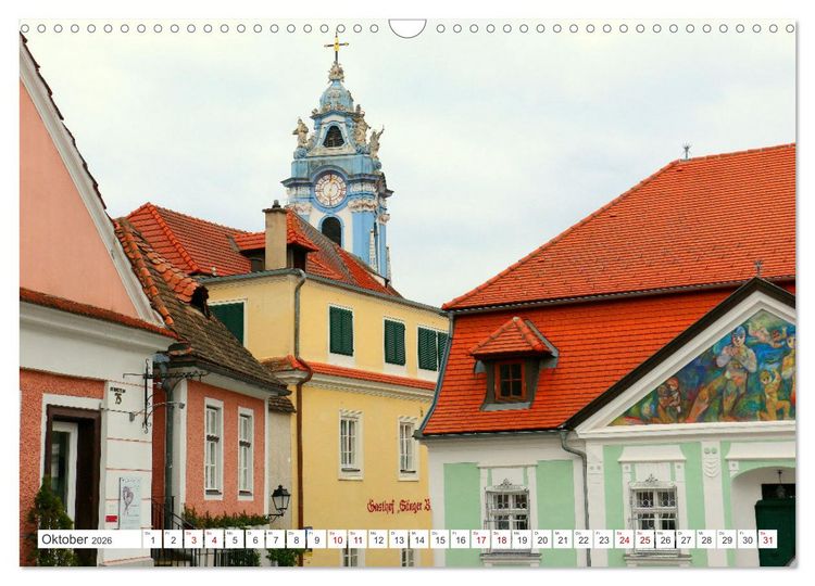 Produktbild: Melk und D&uuml;rnstein, zwei malerische St&auml;dtchen in der Wachau (Wandkalender 2026 DIN A3 quer), CALVENDO Monatskalender