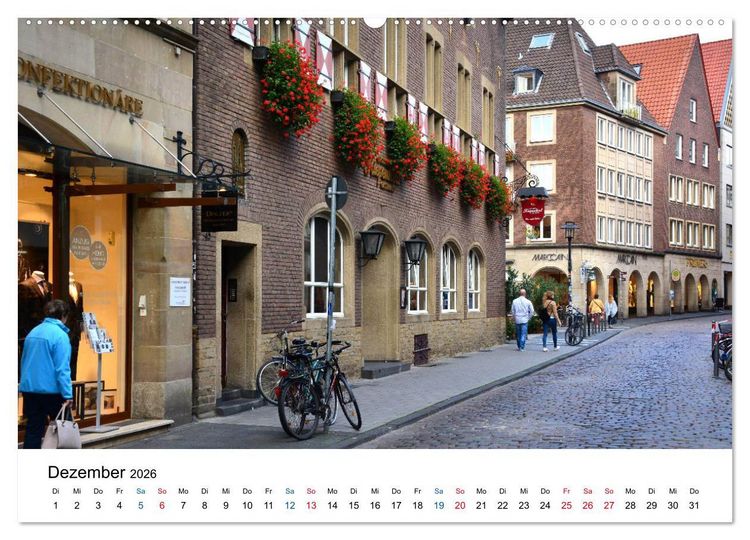 Produktbild: M&uuml;nster - die liebenswerte Fahrradstadt (Wandkalender 2026 DIN A2 quer), CALVENDO Monatskalender