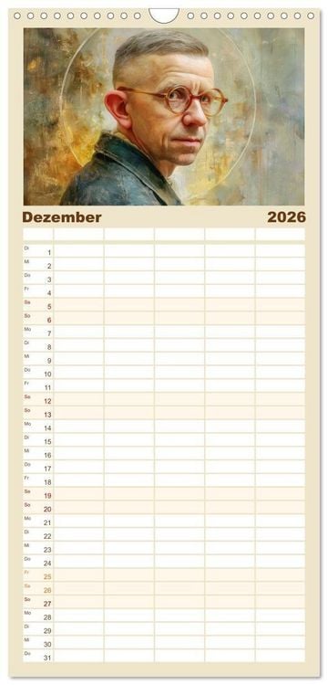 Produktbild: Familienplaner 2026 - Mystiker und Denker - Bekannte Gesichter der Vergangenheit mit 5 Spalten (Wandkalender, 21 x 45 cm) CALVENDO