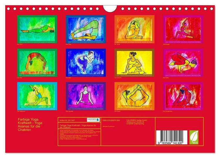 Produktbild: Farbige Yoga Kraftwelt - Yoga Asanas f&uuml;r die Chakren (Wandkalender 2027 DIN A4 quer), CALVENDO Monatskalender