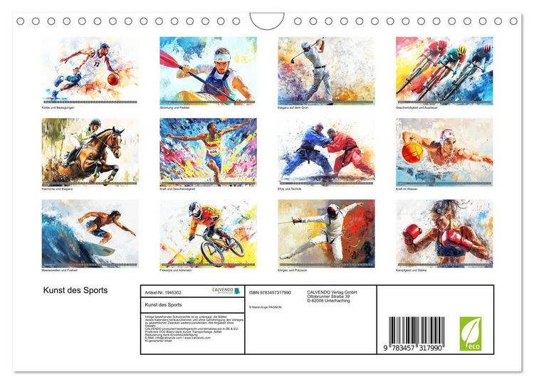 Produktbild: Kunst des Sports (Wandkalender 2026 DIN A4 quer), CALVENDO Monatskalender
