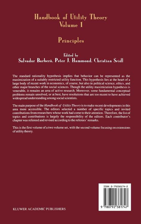 Produktbild: Handbook of Utility Theory