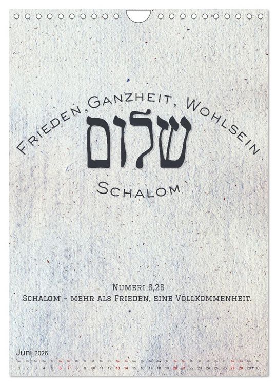 Produktbild: Hebr&auml;ische Lettern - Worte voller Licht und Weisheit (Wandkalender 2026 DIN A4 hoch), CALVENDO Monatskalender