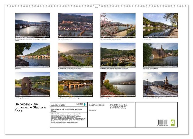 Produktbild: Heidelberg - Die romantische Stadt am Fluss (Wandkalender 2027 DIN A2 quer), CALVENDO Monatskalender