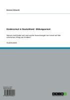 Produktbild: Kinderarmut in Deutschland - Bildungsarmut