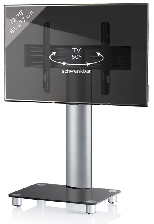 Produktbild: TV Standfu&szlig; Glas Fernseh Rollen St&auml;nder Fu&szlig; Tosal