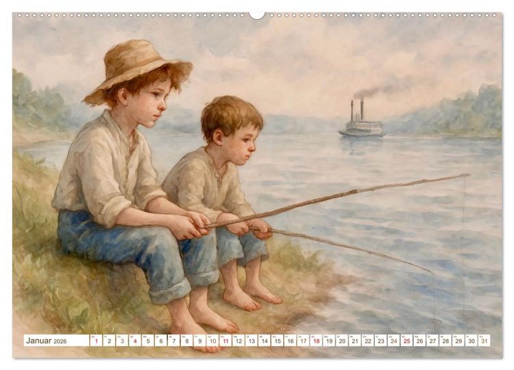 Produktbild: Mark Twain (hochwertiger Premium Wandkalender 2026 DIN A2 quer), Kunstdruck in Hochglanz